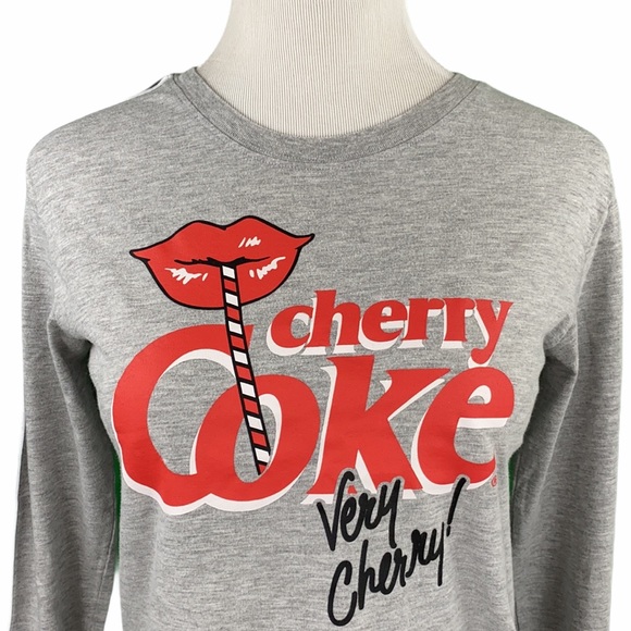 Love Tribe Gray Cherry Coke Long Sleeve Crop Top - Picture 2 of 10